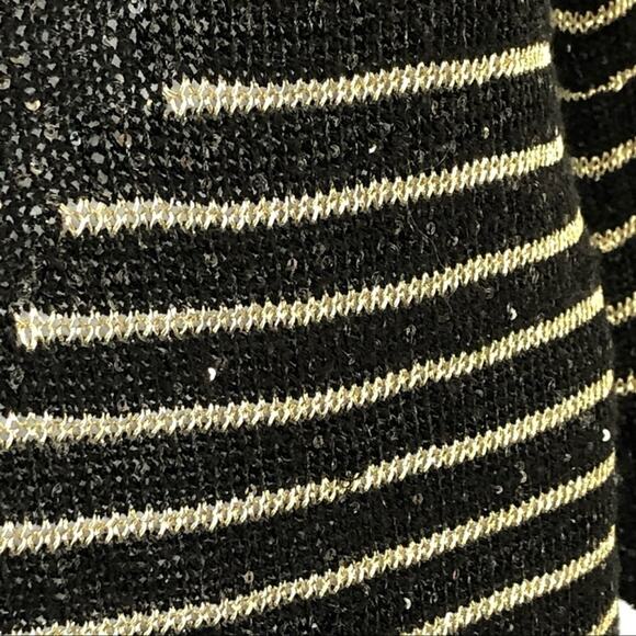 Anthropologie Escio Asymmetrical Metallic Gold and Black Sequined Sweater Small - Picture 9 of 12